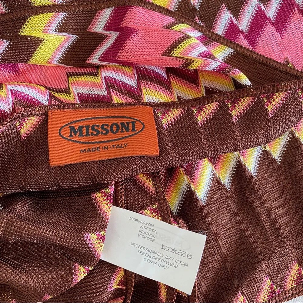 Missoni Brown pink yellow Zig-Zag Scarves